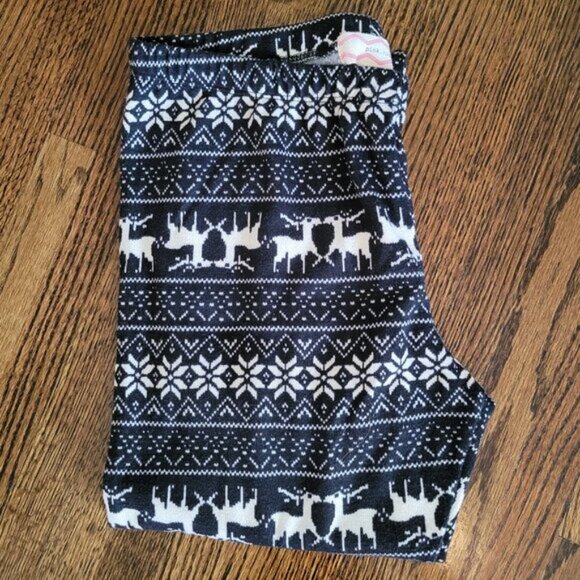 Pink Rose Holiday Tights Reindeer Print Leggings Women's Size Medium - Picture 8 of 8